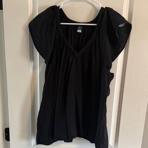Old Navy Black Linen Short Sleeve Top - XXL